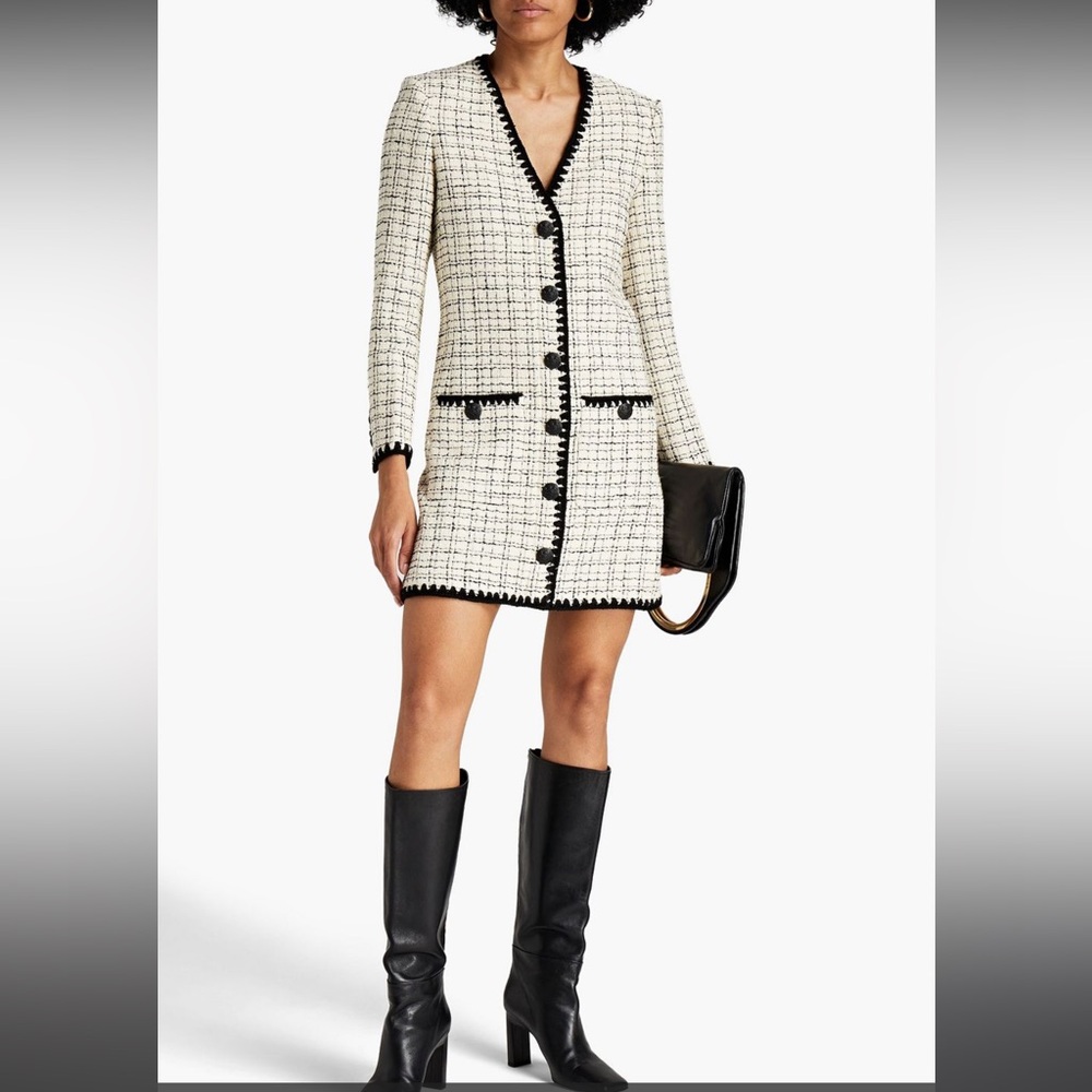 VERONICA BEARD Palatine checked cotton-blend tweed mini dress